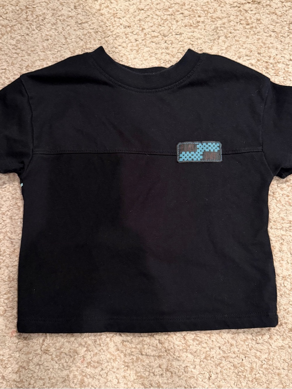 Cat & Jack Black Short Sleeve Tee with Teal Patch